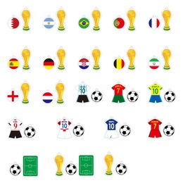 Collectable Acrylic football world cup jersey stadium team name text key chain creative bag accessories diy hang