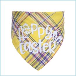 Dog Apparel Happy Easter Pets Triangle Bibs Single Layer Cotton Plaid Dog Cat Bandana 42X42X60Cm Scarf 181 N2 Drop Delivery Home Gar Dhzqk