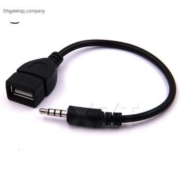 3.5mm Male Audio AUX Jack to USB 2.0 Type A Female OTG Converter Adapter Cable for Car MP3