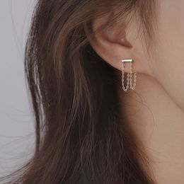 Gold Silver Colour Double Chain Tassel Stud Earrings For Women New Arrival Simplicity Earrings Fashion Jewellery