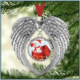 Decora￧￵es de Natal Decora￧￵es de Natal Ornamento Angel Wing Love Heart Personalizado Tags Diy Pingents 3 9HL H2 Drop Deliver