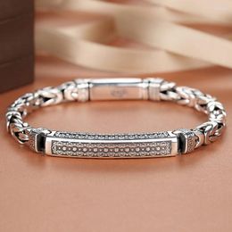Charm Bracelets Handmade Silver Men's Personality And Plain Pattern Retro Fashion People Key Buckle Gift Accessories