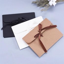 Gift Wrap 200Pcs/Lot 24x18x0.7cm Black/White Kraft Paper Envelope Box Pocket Bag Kerchief Handkerchief Silk Scarf Packing Boxes