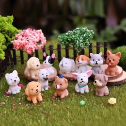 Garden Decorations 12PCS Dog Miniature Figurines Miniature Terrarium Crafts Realistic Animals Dogs for Fairy Garden Accessories 221126