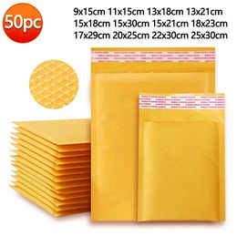 Greeting Cards 50PCS Poly Bubble Padded Mailing Envelopes for Mailer Gift Packaging Self Seal Bag Padding Yellow Color Multiple Sizes 221128