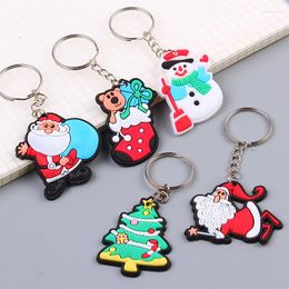 Keychains 100Pcs Santa Claus Pendant Plush Doll Keychain Elk Bag Hanging Accessories Men Women Christmas Gift Box Prizes Wholesale