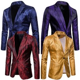 Ternos masculinos Blazers elegantes casuais fit formal um botão Festa Floral Business Suit Blazer Coat Jacket Tops 221124