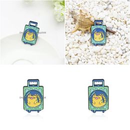 Pins Brooches Cartoon Cat Pattern Suitcase Alloy Brooch For Girls Fashion Creative Animal Trolley Box Shape Badge Jewellery Denim Shi Dhms6