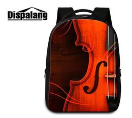 Рюкзак для ноутбука для скрипки для подростков для подростков 3D -печати сумки школы для колледжа Men039 ежедневно дневные пакеты Rucksack Bagpacks3214665