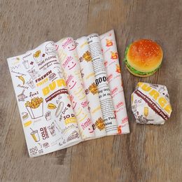 Disposable Dinnerware 50 Pcs Wax Paper Food Grade Sand Wrapping Burger For Bread Fries Wrapper Baking Tools Fast Customised 221128