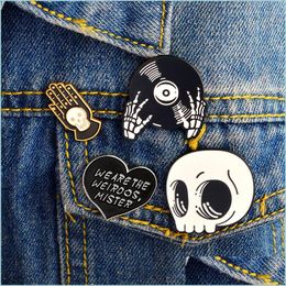 Pins Brooches Fashion Vintage Metal Kawaii Skl Letter Enamel Pin Badge Buttons Brooch Shirt Denim Jacket Bag Decorative Bro Dhgarden Dhf64