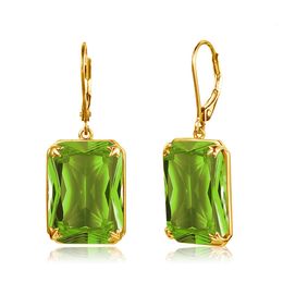 Charm Szjinao Classic Real Silver 925 Earring For Women Vintage Peridot Earrings Rectangle Anniversary Christmas Gift Fine Jewellery 221125