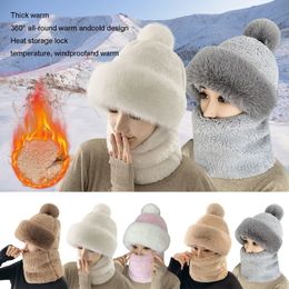 BeanieSkull Caps Winter Weibliche Hut Schal Hals Wärmer Für Beanies Pullover Maskierte Hüte Männer Frauen Kinder Im Freien Warme Plüsch Fleece 221125