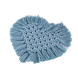 Table Mats Nordic Style Knitted Hand-woven Insulated Bohemian Love Heart Shaped Tassel Cup Pad For Home Kitcchen