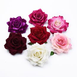 Christmas Decorations 50PCS 10CM Big Roses Artificial Flower Home Decoration Christmas Wreaths Wedding Bridal Accessories Clearance Headwear Brooch 221125