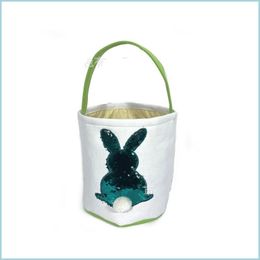 Storage Bags Easter Basket Skep Canvas Bag Explosive Money Diy Manual Baskets Embroidery Sequins Rabbit Eco Friendly Anti Wear 13 5C Dhupz