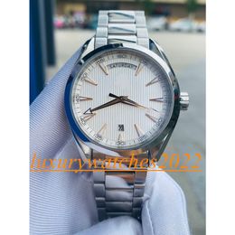 mens watch White Textured Dial 42mm day date display Automatic mechanical movement 904L Steel Case Stainless Steel Bracelet wristwatch