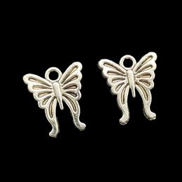 100pcs/Pack Butterfly Pendants Charms For Jewellery Making Necklaces Earrings Bracelets Tibetan Silver Colour Antique DIY Handmade Craft 17x15mm DH0463