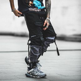 Men's Pants Hip Hop Men Korean Style Streetwear Techwear Modis Casual Cargo Fashion Spliced Black Kpop Trousers