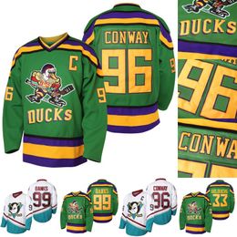  Men's Mighty Ducks 96 Charlie Conway 99 Adam Banks 33 Greg  Goldberg Movie Hockey Jersey White Green Black (#33 Green, Small) :  Clothing, Shoes & Jewelry