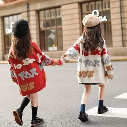Cardigan lebeater Sweater Kids Winter Cloths for Girls Cotton Long Sleeve Single Breaded Cute Outwear 221128