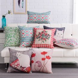 Pillow Korean Style Thickened Cotton And Linen Printed Cover 45x45cm For Sofa Living Room Bedroom Home Decoration Case