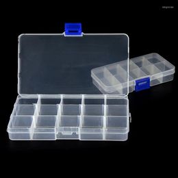 Storage Boxes Adjustable 15 Grid Jewelry Case Transparent Ring Earring Beads Coin Organizer Box Plastic Travel Container