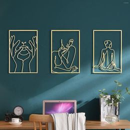 Party Decoration Iron Wall Art Silhouette Female Body Line Pendant Painting Decal Gold