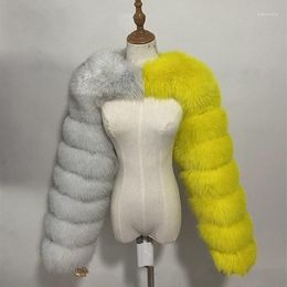 Pelliccia da donna Inverno Cappotto sintetico di alta qualità Donna 2022 Patchwork Manica lunga Visone caldo Giacche corte Furry Femme Top MT830