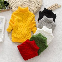 Pullover Kids Children Solid Sweater Autumn Winter Boys Girls Turtleneck Knitted Sweaters Tops Clothing for 2-8T 221128