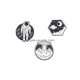 Pins Brooches Personality Cartoon Space Astronaut Brooches 3Pcs Set Funny Enamel Paint Badges For Children Alloy Pin Shirt Jewellery Dhxpg