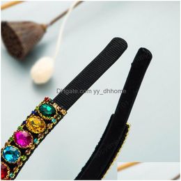 Headbands Elegant Mti Color Crystal Beaded Headband Luxury Fl Sparkly Rhinestone Hairband Girls Party Jewelry Tiara Bezels Drop Deli Dhdpi