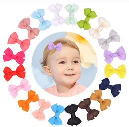 20 colors 5CM girl hair bows candy color barrettes Design Hairs bow knot Children Girls Clips Accessory 3.4g