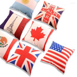 Pillow Nordic Style Cotton And Linen Printed Cover 45x45cm National Flag Case Sofa Bedroom Living Room Home Decoration