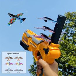 Diecast Model Aeroplane Launcher Bubble Catapult With 6 Small Plane Toy Funny Toys for Kids plane Gun Shooting Game Gift 221125