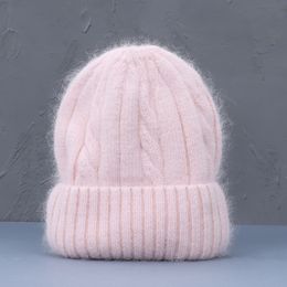 BeanieSkull Caps Female Cashmere Blend Winter Hat Long Fur Warm Soft Wool Knitted Hats Women Skullies Beanies Wholesale 221125