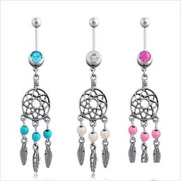 Navel Bell Button Rings Navel Button Rings Dream Catcher Belly Ring Mix Colors 2129 E3 Drop Delivery Jewelry Body Dhgarden Dhddc