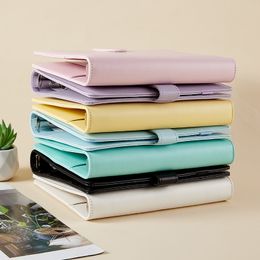 Binders A5A6 Macaron Colourful PU Leather DIY Binder Notebook Cover Diary Agenda Planner Paper School 221128