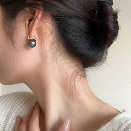 Dangle Earrings 925 Sterling Silver Earring Fashion Grey Pearl Cross Zircon Pendant Drop Temperament Trend Woman Girl Ear Jewelry