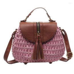 Evening Bags Ladies Women Messenger Crossbody Summer Bohemian Straw Leather Tassel Beach Shoulder Bag