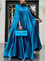 Party Dresses Women Oversized Mock Neck Batwing Sleeve Loose Large Sparkly Robes Vintage Blue Event Occasion Christmas Gowns 221128