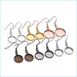 Jewelry Settings 10Pcs 1025Mm Tray Bezel Cabochon Earring Hook Blank Setting Round Pendant Ear Base Findings For Diy Glass C Dhgarden Dhsht