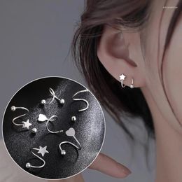 Dangle Earrings 2pcs Simple Spiral Wrap Cuff Earring Women Twist Minimalist Heart Star Cartilage Hoop Ear Climber Piercing Stud Jewelry