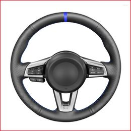 Steering Wheel Covers MEWANT Black Artificial Leather Blue Marker Cover For MX5 MX-5 2022