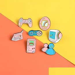 Pins Brooches Enamel Brooches Pin Cartoon Pink Gamepad Badge Jackets Bag Brooch Pins Jewelry 1477 E3 Drop Delivery Dhgarden Dhzlh