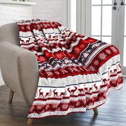 Blanket Christmas Flannel Throw Singlesided Printing Portable Travel Warm for Bed Soft Cozy Child Audit Sofa 221125