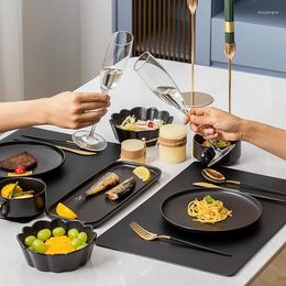 Plates Solid Colour Plate Sets Creativity Fruit Elegant Dinner Ceramic Light Luxury Borden Servies Kitchen Decoration DK50PS