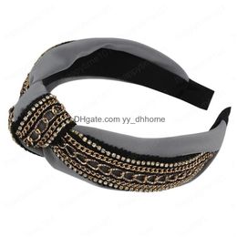 Headbands Fashion Rhinestone Chain Hair Bands For Women Girls Cross Knotted Hairbands Accessories Knot Headbands Vinatge Headwear Dr Dhmpy