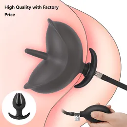 Inflatable Anal Plug with Flower Shape Removable Anus Dilator Expander Anal Dildo Gay Sex Game Toys Prostate Massager