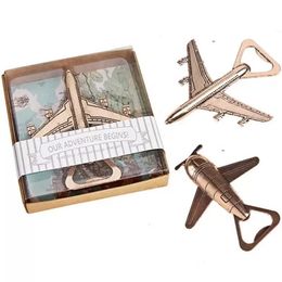 2 style Aeroplane Bottle Opener Antique Plane Shape Wedding Gift Party Favours Kitchen Aluminium Alloy Beer Openers Perfect Travel Aviation Gifts Box 1128